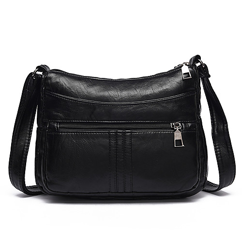 

Women's Zipper Faux Leather / PU Crossbody Bag Solid Color Black