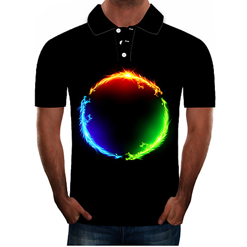 

Men's Daily Going out Street chic / Exaggerated Polo - Color Block / 3D / Graphic Black