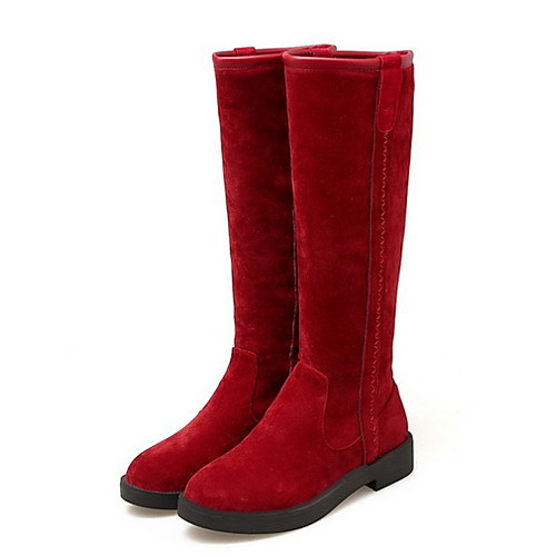 

Women's Boots Flat Heel Round Toe Suede Mid-Calf Boots Fall & Winter Black / Yellow / Red