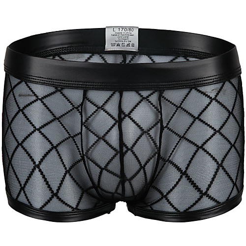 

Men's Mesh Boxers Underwear - Normal Low Waist Black M L XL