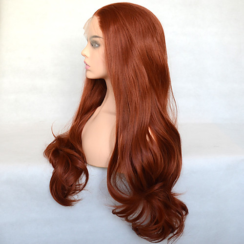 

Synthetic Lace Front Wig Natural Wave with Baby Hair Lace Front Wig Very Long Red / Brown Synthetic Hair 22-26 inch Women's Cosplay Synthetic Easy dressing Burgundy