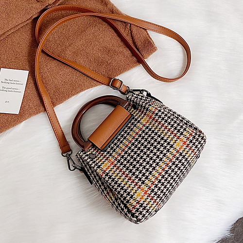 

Women's Zipper PU Top Handle Bag Black / Brown / Yellow