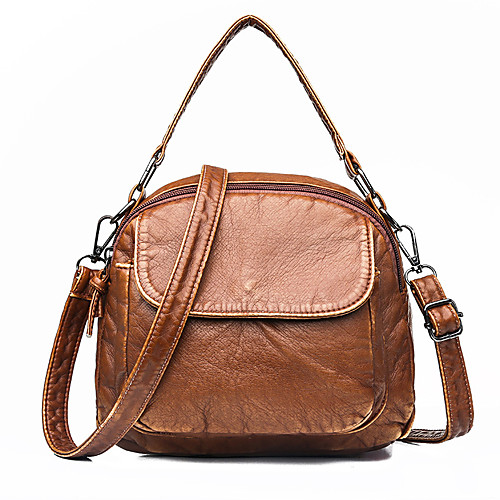 

Women's Zipper Faux Leather / PU Top Handle Bag Solid Color Black / Brown
