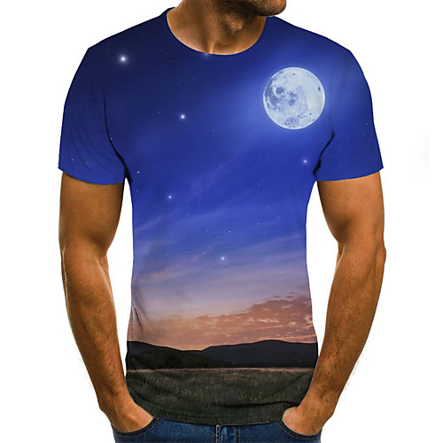 

Men's Plus Size Geometric 3D Print T-shirt Basic Street chic Daily Round Neck Green / Short Sleeve