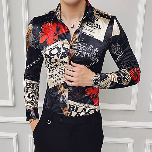 

Men's Daily Shirt - Floral / Letter Black