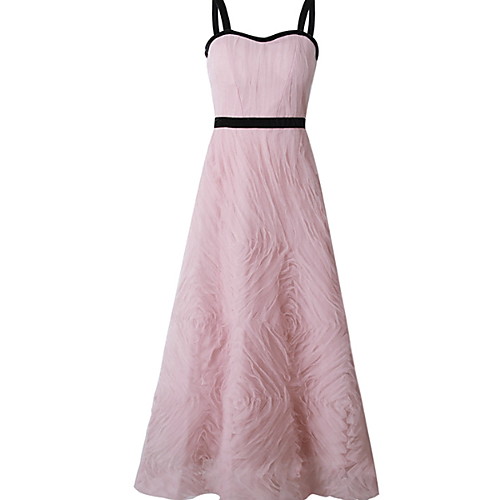 

A-Line Straps Ankle Length Polyester Bridesmaid Dress with Lace / Open Back