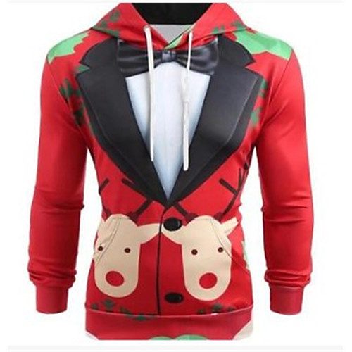 

Men's Christmas Hoodie - Print Hooded Black US32 / UK32 / EU40