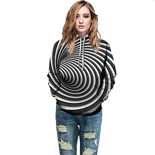 

Women's Active / Street chic Hoodie - Geometric / Color Block / 3D Rainbow L