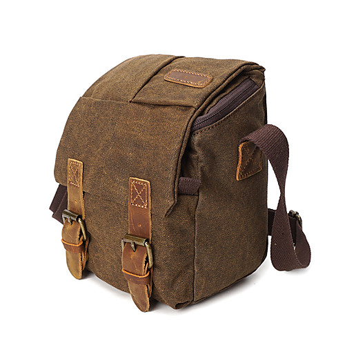 

Men's Zipper Canvas Crossbody Bag Solid Color Black / Brown / Gray