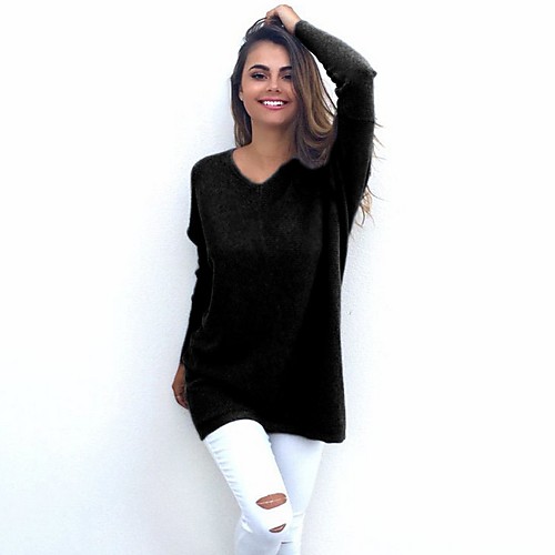 

Women's Daily T-shirt - Solid Colored Black