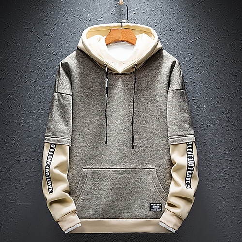 

Men's Casual Hoodie - Color Block / Letter Black US32 / UK32 / EU40