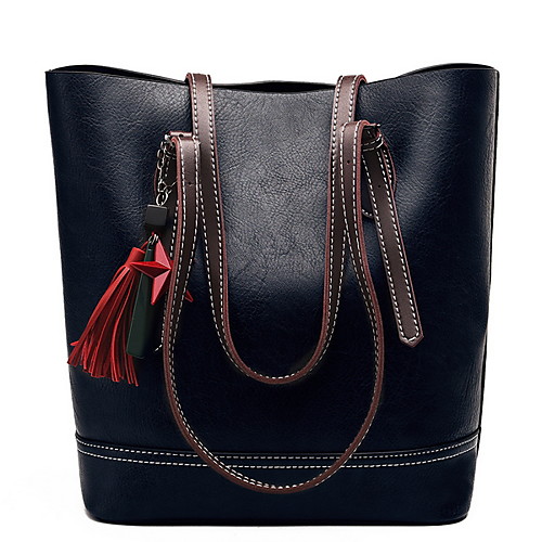

Women's Zipper PU Top Handle Bag Black / Brown