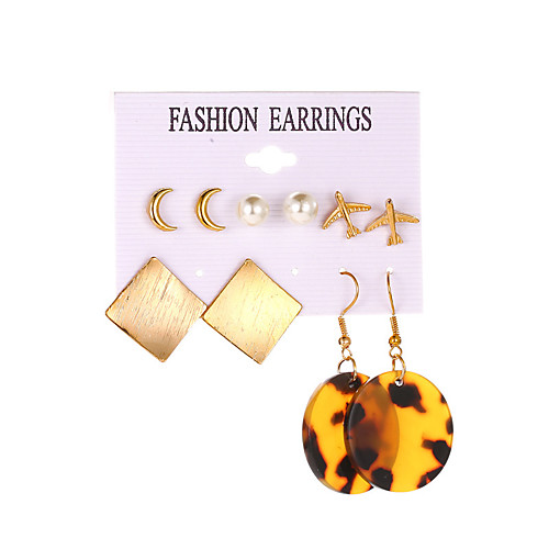 

Women's Stud Earrings Earrings Geometrical Moon Airplane Earrings Jewelry Gold For Gift Street Holiday Club Bar