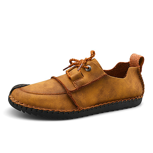 

Men's Microfiber Fall / Spring & Summer Casual / British Oxfords Breathable Color Block Light Brown / Khaki / Black