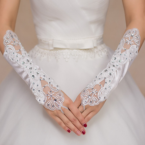 

Lace / Polyester Elbow Length Glove Classic Style / Gloves With Crystals / Rhinestones