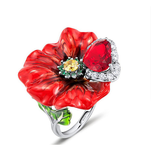

Women's Band Ring Ring Cubic Zirconia 1pc Red Silver Plated Stylish Luxury Fashion Wedding Engagement Jewelry