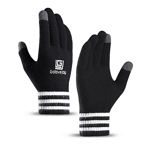 фото Зима перчатки для велосипедистов с защитой от ветра сохраняет тепло пригодно для носки стреч полный палец спортивные перчатки флис черный для взрослые lightinthebox