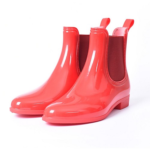 

Women's Boots Low Heel Pointed Toe PVC Booties / Ankle Boots Fall Black / Red