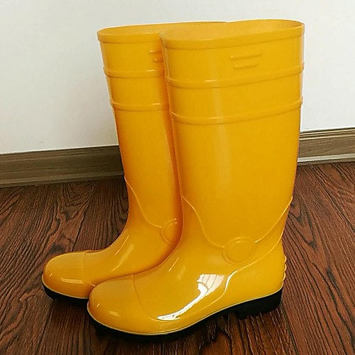 

Women's Boots Low Heel Round Toe PVC Mid-Calf Boots Fall Yellow
