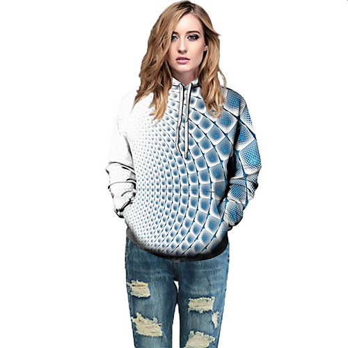 

Women's Active / Street chic Hoodie - Geometric / Color Block / 3D Rainbow L
