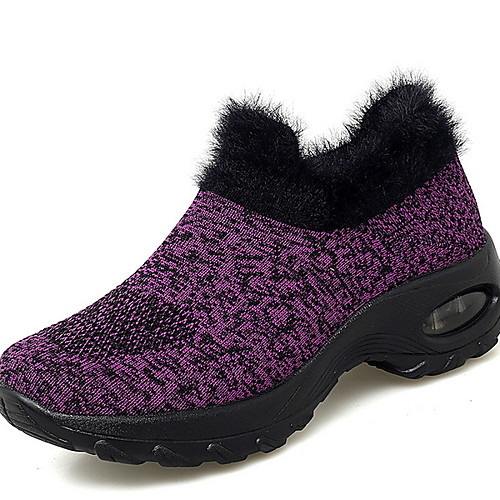 

Women's Athletic Shoes Creepers Round Toe Suede Running Shoes Winter Black / White / Purple