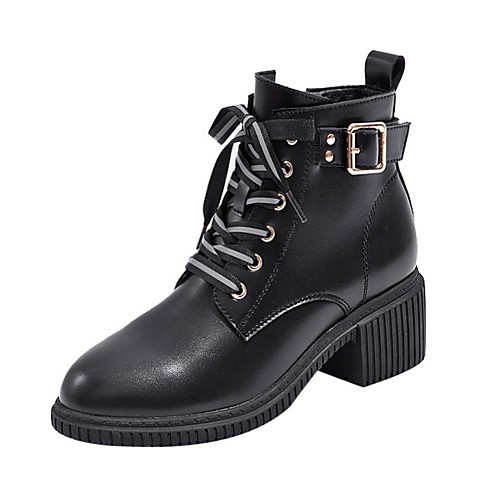

Women's Boots Low Heel Round Toe PU Booties / Ankle Boots Fall & Winter Black / Beige