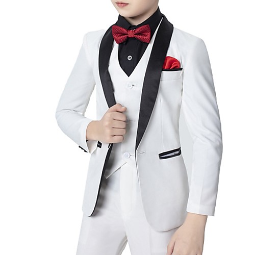 

White Polyester Ring Bearer Suit - 1 Piece Includes Coat / Vest / Shirt