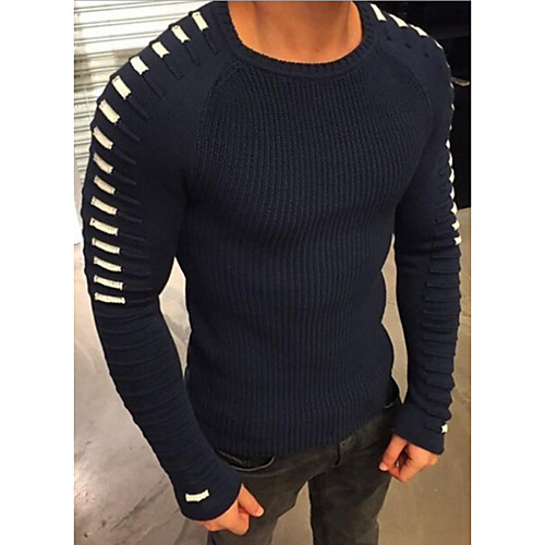 

Men's Solid Colored Long Sleeve Pullover Sweater Jumper, Round Neck Black / White / Blue US34 / UK34 / EU42 / US36 / UK36 / EU44 / US38 / UK38 / EU46