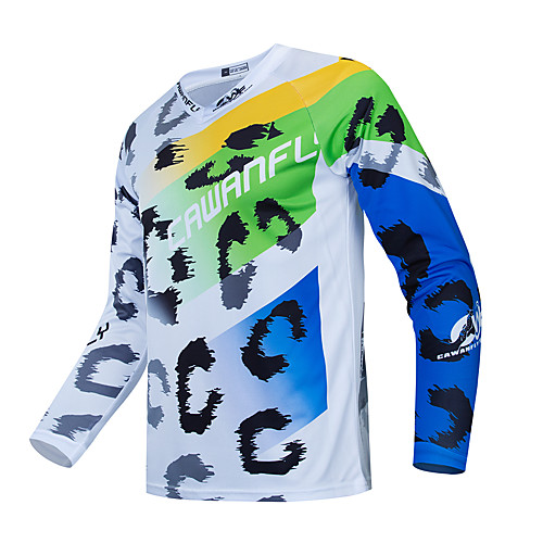 

CAWANFLY Men's Long Sleeve Cycling Jersey Downhill Jersey Dirt Bike Jersey Winter Fleece Polyester White Bike Jersey Top Mountain Bike MTB Thermal / Warm Breathable Quick Dry Sports Clothing Apparel