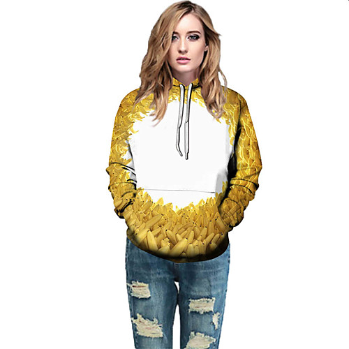 

Women's Active / Street chic Hoodie - Geometric / Color Block / 3D Rainbow L