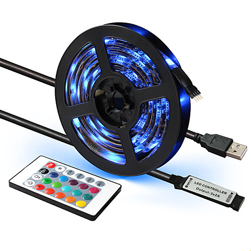 

1 шт. Светодиодные полосы света usb 5050smd dc5v гибкие светодиодные лампы ленты rgb 0.5 м тв настольный экран с подсветкой диодная лента с 24 К дистанционного
