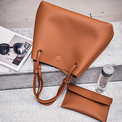 

Women's PU Bag Set Solid Color 2 Pieces Purse Set Black / Brown