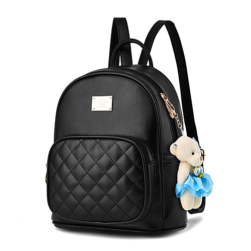 

Large Capacity Faux Leather PU Feathers / Fur Commuter Backpack Solid Color Daily Black / Bronze / Wine