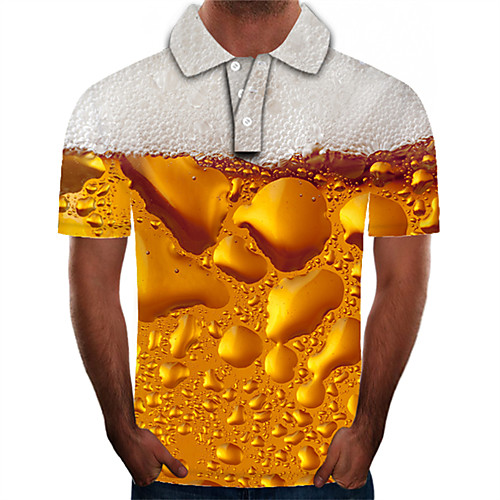 

Men's Daily Going out Street chic / Exaggerated Polo - Color Block / 3D / Beer Yellow