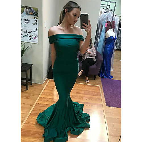 

Mermaid / Trumpet Off Shoulder Court Train Spandex Minimalist Formal Evening Dress 2020 with by Lightinthebox