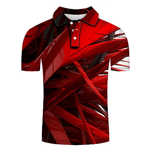 

Men's Plus Size Color Block 3D Polo Basic Exaggerated Daily Going out Shirt Collar Red / Short Sleeve