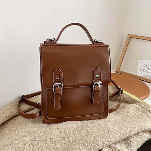 

Adjustable PU Zipper Commuter Backpack Daily Black / Brown