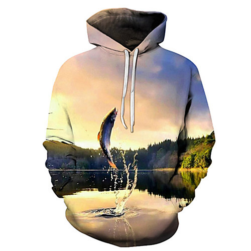 

Men's Casual / Street chic Hoodie - Geometric / Print Light Blue US34 / UK34 / EU42