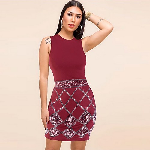 

Women's Bodycon Dress - Solid Colored Black Wine White S M L XL