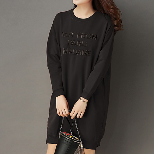 

Women's T Shirt Dress - Color Block Letter Black XL XXL XXXL XXXXL