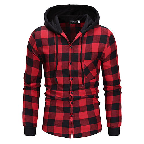 

Men's Daily Weekend Basic / Street chic Shirt - Plaid Black