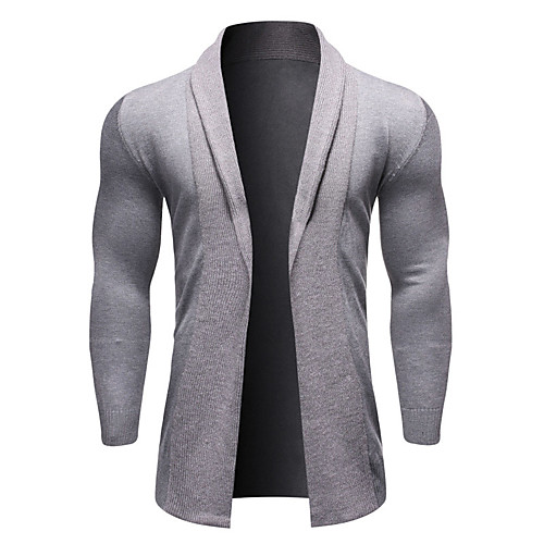 

Men's Solid Colored Long Sleeve Cardigan Sweater Jumper, Shirt Collar Fall / Winter Black / Navy Blue / Gray US42 / UK42 / EU50 / US44 / UK44 / EU52