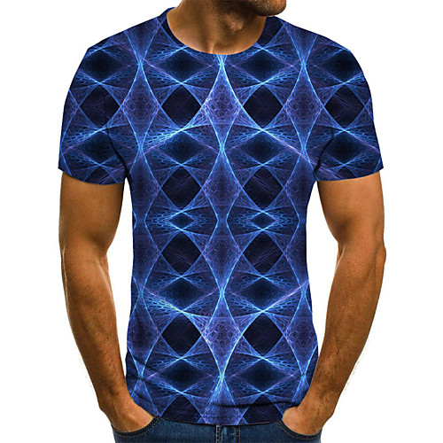 

Men's 3D T-shirt Basic Daily Round Neck Blue / Short Sleeve