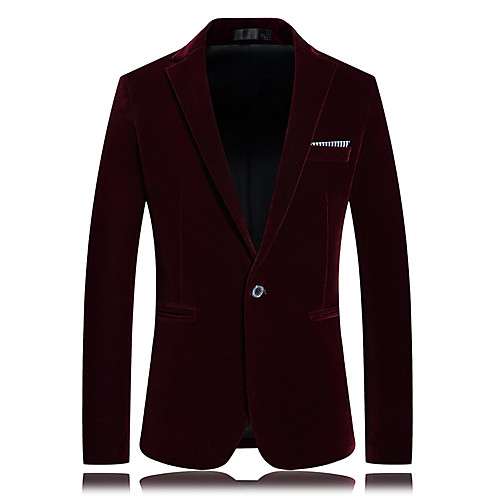 

Men's Blazer, Solid Colored Shirt Collar Polyester Black / Blue / Red