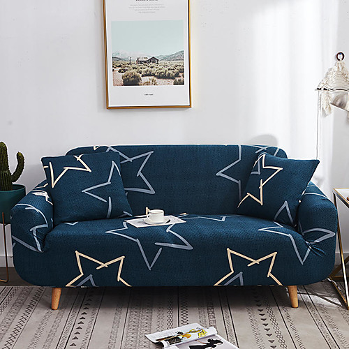

Blue Pentagram Print Dustproof All-powerful Slipcovers Stretch Sofa Cover Super Soft Fabric Couch Cover with One Free Pillow Case