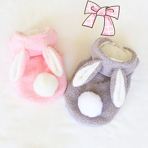 

Dog Sweater Hoodie Rabbit Winter Dog Clothes Pink Gray Costume Flannel Fabric Rabbit / Bunny Cosplay XS S M L XL