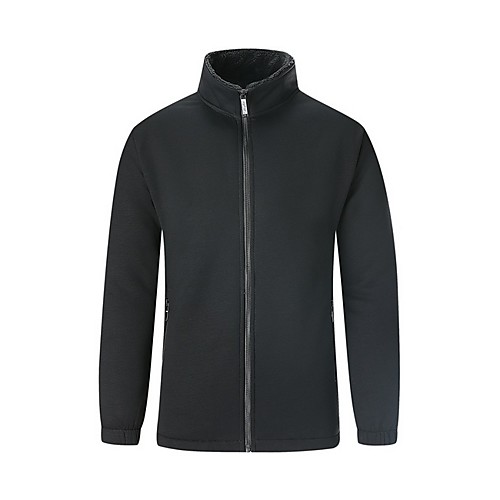 

Men's Daily Fall & Winter Regular Jacket, Solid Colored Stand Long Sleeve Polyester Black / Dark Gray
