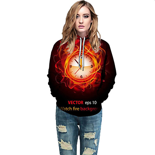 

Women's Active / Street chic Hoodie - Geometric / Color Block / 3D Rainbow L