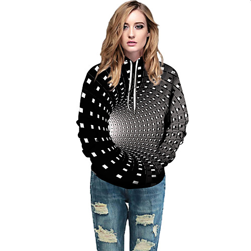 

Women's Active / Street chic Hoodie - Geometric / Color Block / 3D Rainbow L