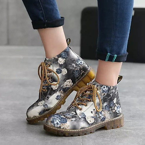 

Women's Boots Flat Heel Round Toe PU Booties / Ankle Boots Winter Black / Blue / Gray
